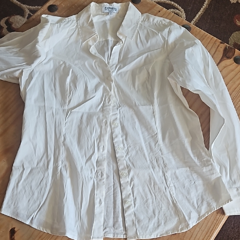 Express White Button-Up Blouse